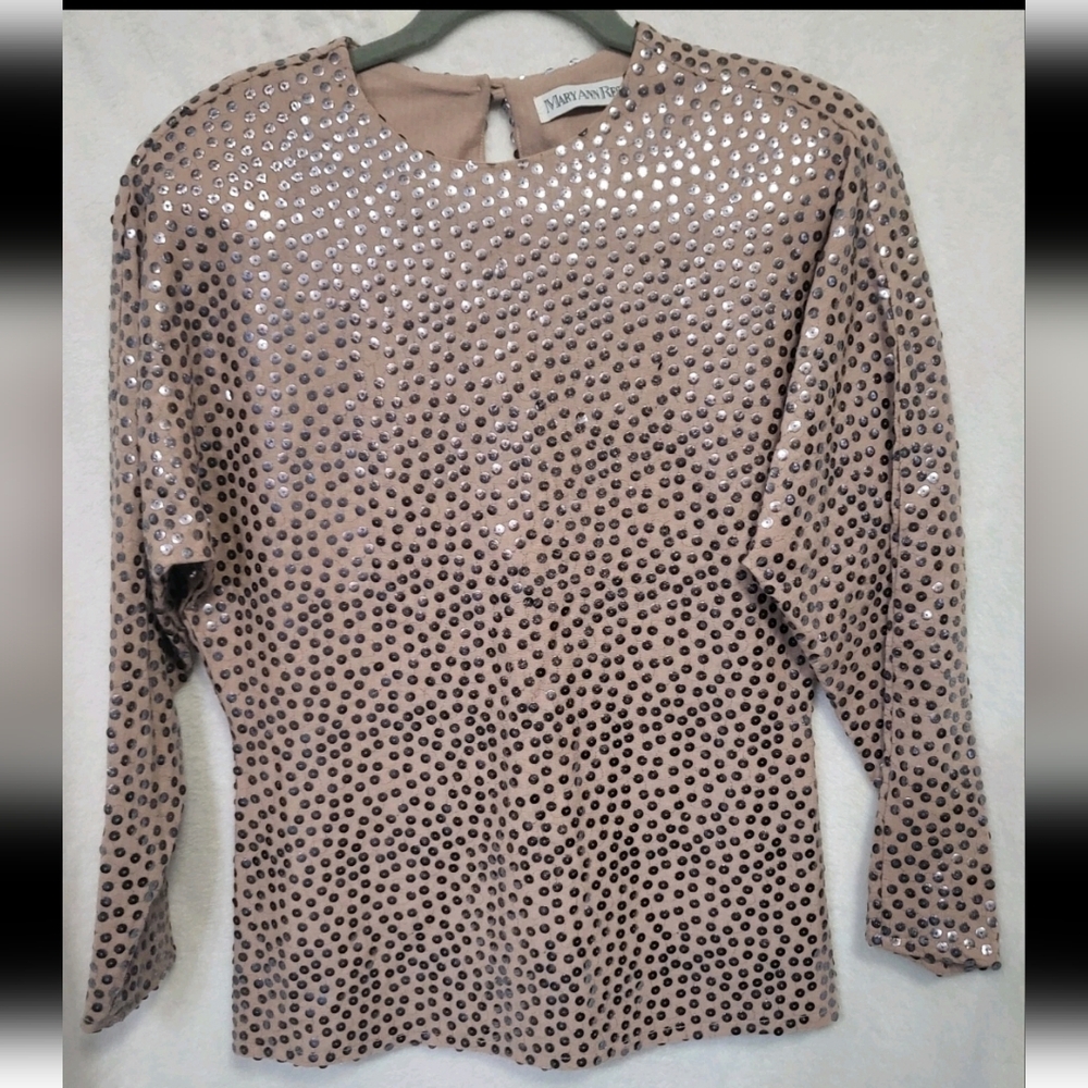 VTG Mary Ann Restivo Sequin Top NWT Size 8 Union Tag MSRP $400 Wool Dead Stock
